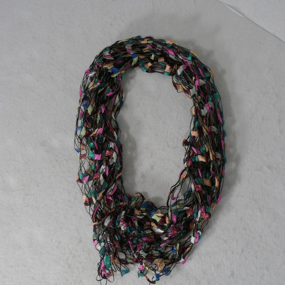 Unbranded Womens Scarf OS Multicolor Mesh Open Knit Ribbon Ladder Y2K Boho
